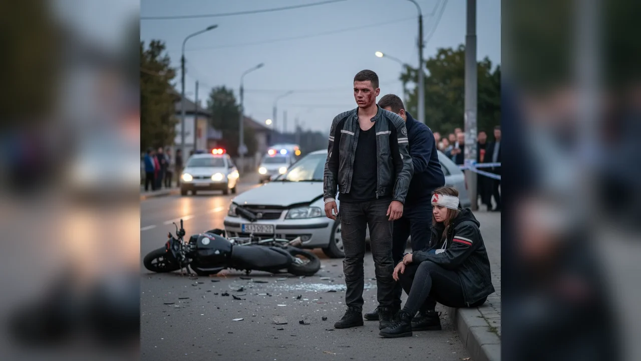 Accident grav în Sebeș: doi tineri răniți între motocicletă și mașină