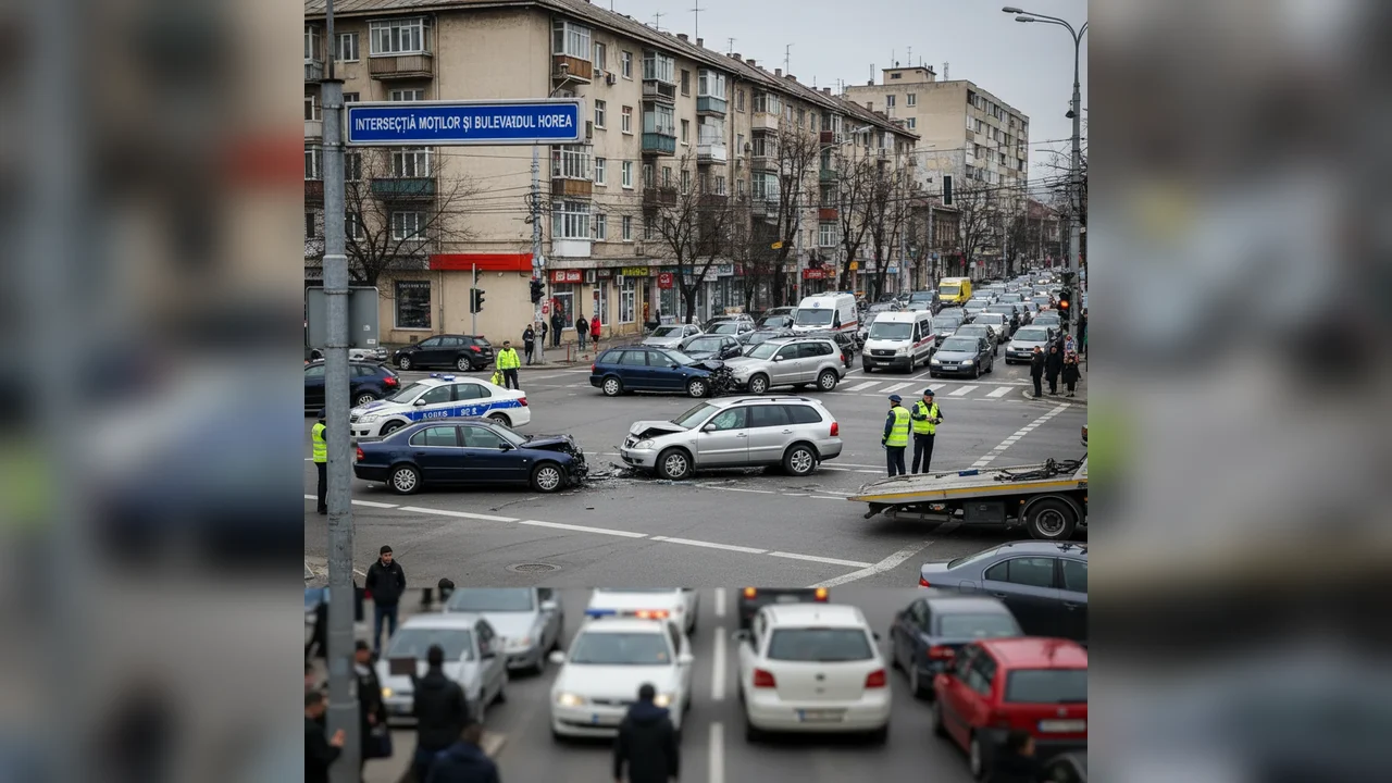 Accident la intersecția Moților cu Bulevardul Horea din Alba Iulia – Trafic îngreunat