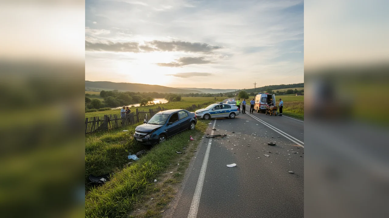 Accident rutier în apropiere de Alba Iulia: autoturism intrat într-un cap de pod între Jidvei și Feisa