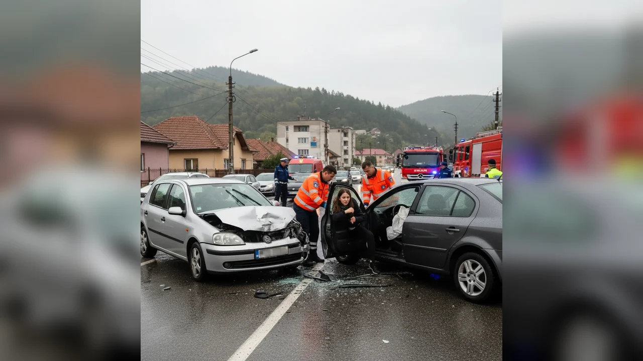 Accident rutier la Zlatna, raportat de la Alba Iulia: tânără rănită după coliziunea a două autoturisme