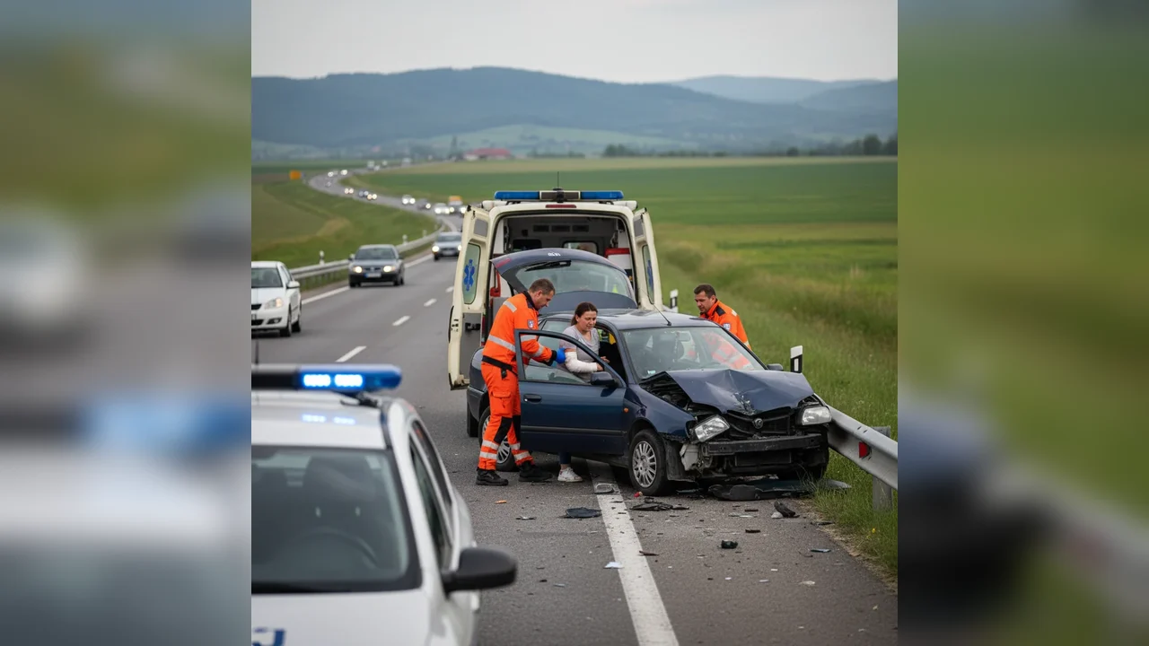 Accident rutier pe DN1 la Lancrăm, lângă Alba Iulia: o femeie transportată la spital