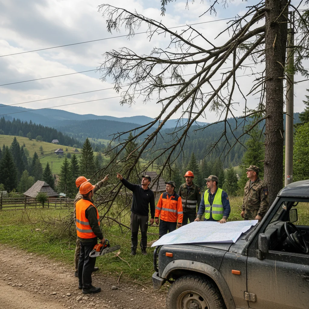Alba Iulia: autoritățile stabilesc măsuri pentru tăierea copacilor care afectează liniile electrice în Apuseni