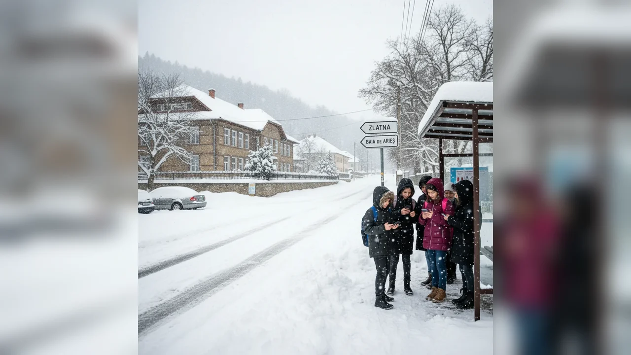 Alba Iulia: cursuri oprite la Zlatna și școală online la Baia de Arieș din cauza ninsorilor