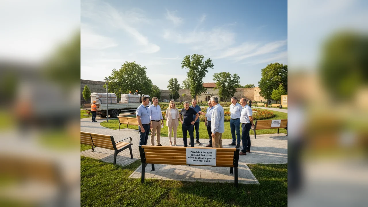 Alba Iulia investește în mobilier urban ecologic: 104 bănci noi pentru domeniul public