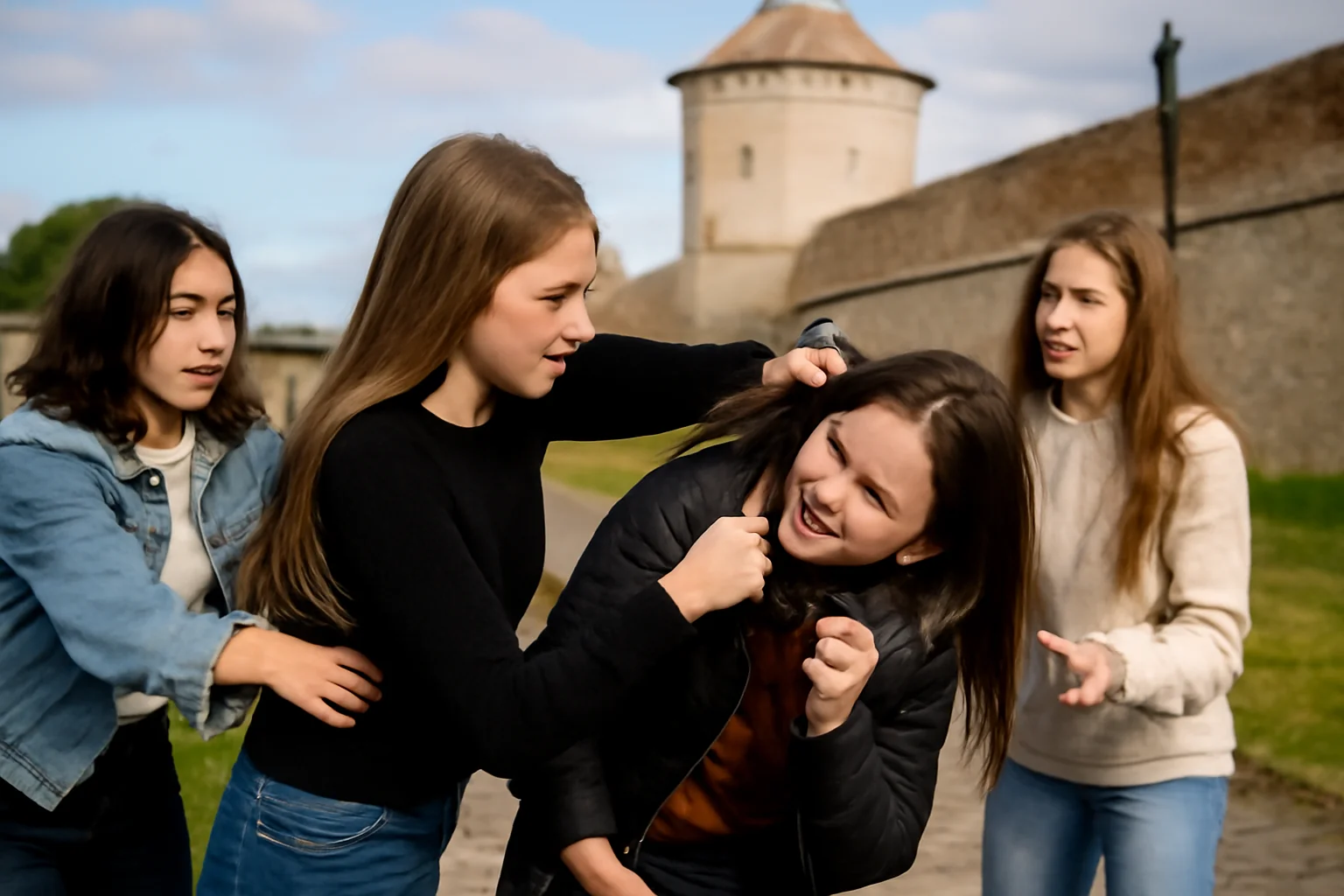 Altercație între minore în Cetatea Alba Carolina din Alba Iulia, surprinsă pe filmare