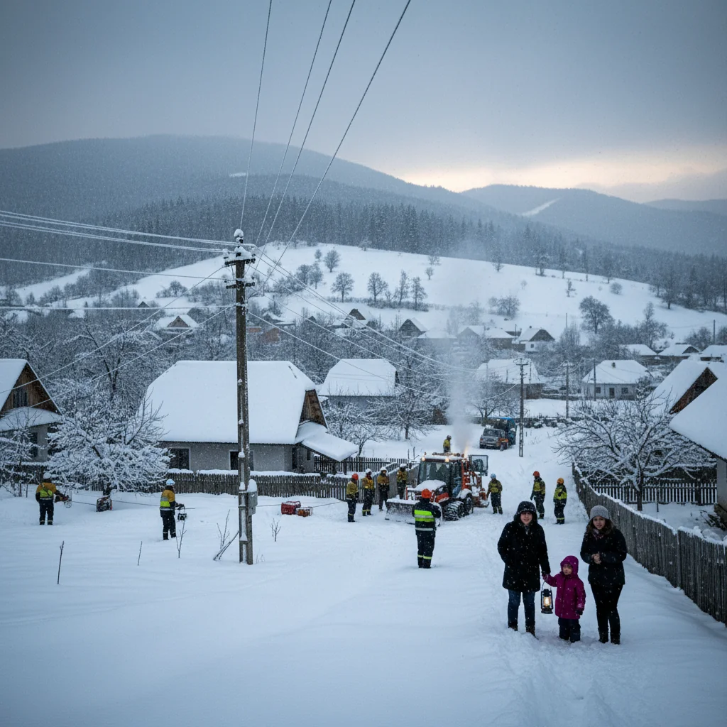 Aproape 5.000 de gospodării din județul Alba, fără curent electric după ninsorile din noaptea trecută. Situația raportată la Alba Iulia
