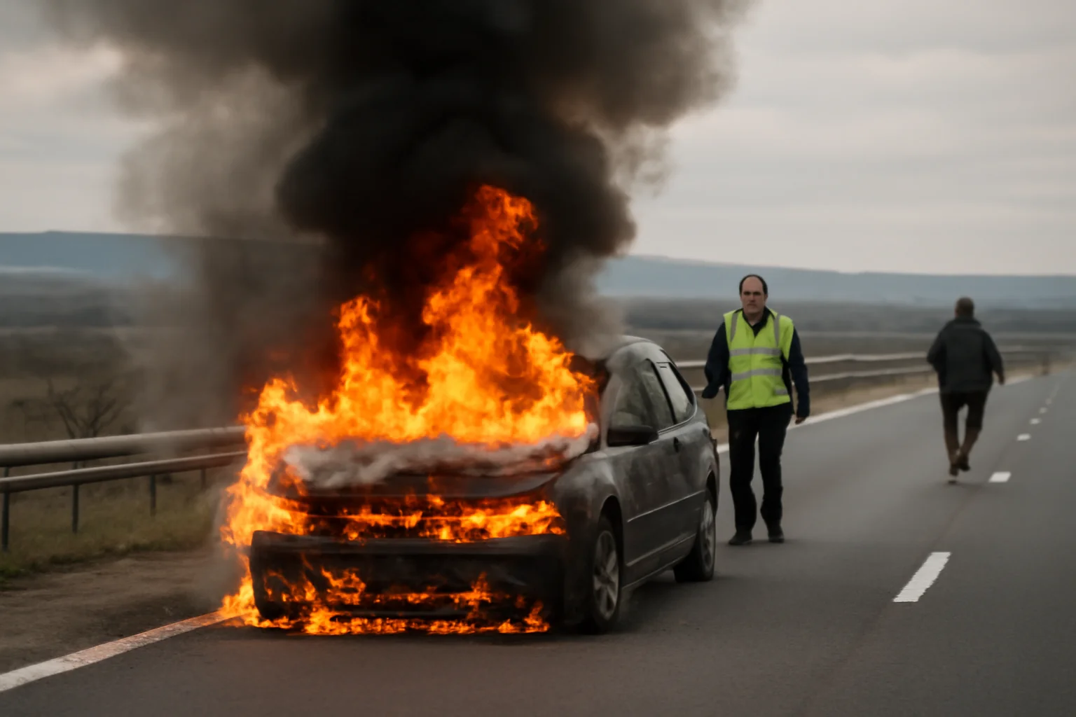 Autoturism cuprins de flăcări pe A10 lângă Aiud: intervenție rapidă a pompierilor în județul Alba