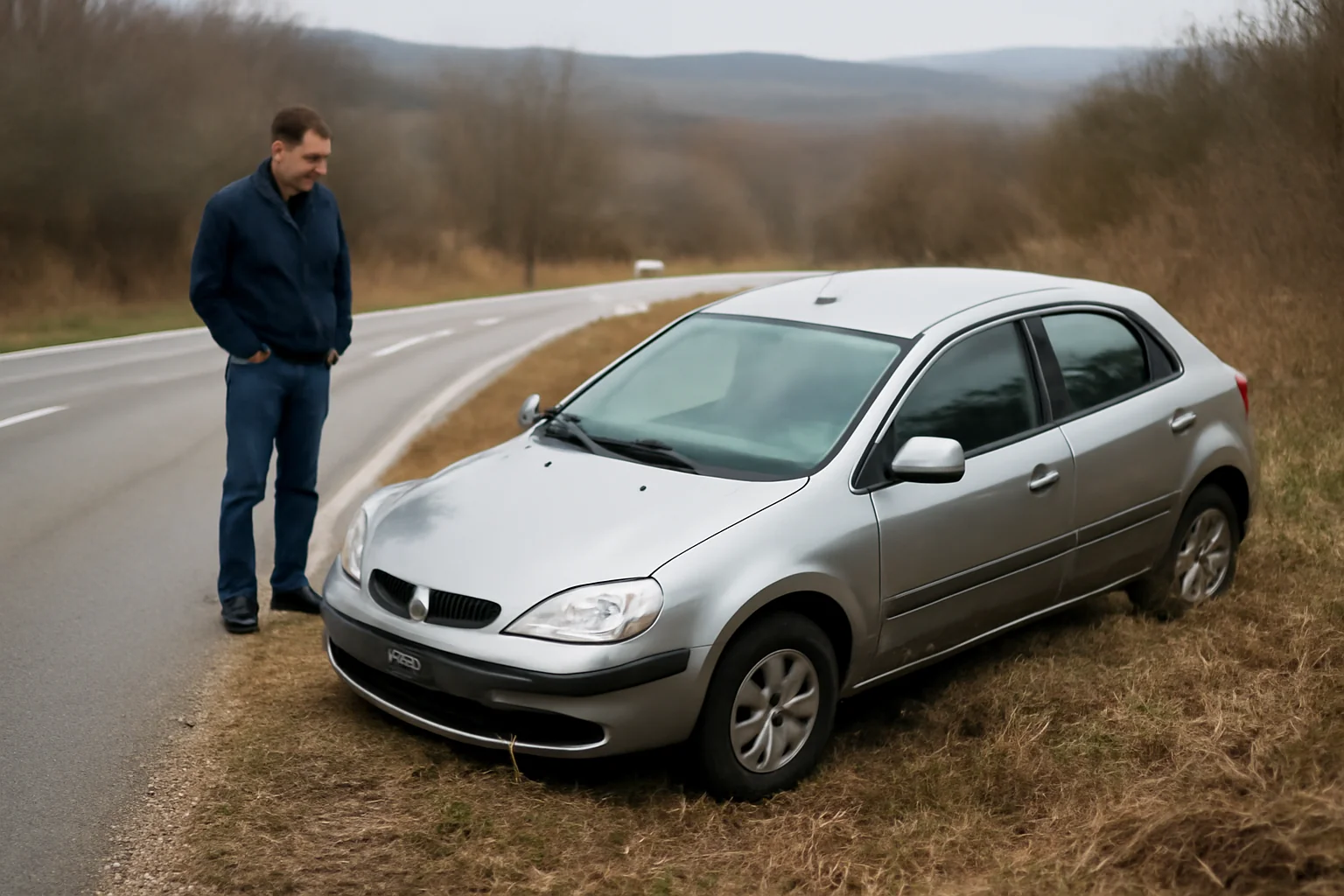 Autoturism ieșit în afara carosabilului lângă Răhău, intervenție a pompierilor și poliției din Alba Iulia