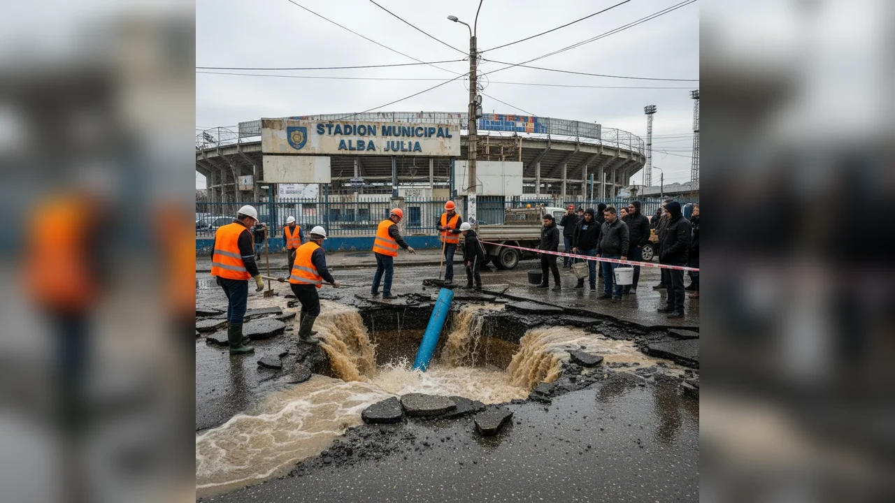 Avarie la rețeaua de apă din zona Stadion, Alba Iulia – alimentarea cu apă întreruptă pentru locuitori