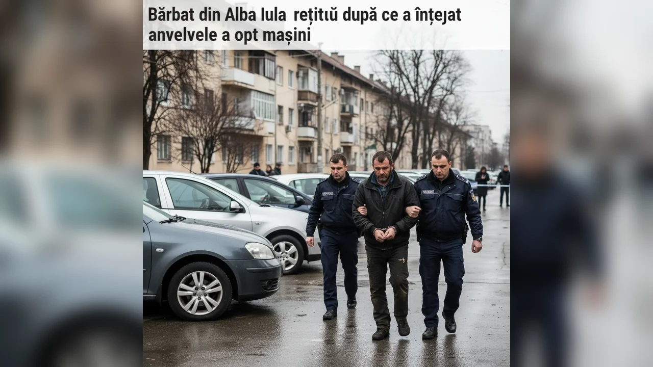 Bărbat de 35 de ani din Alba Iulia, reținut după distrugerea anvelopelor a opt autoturisme