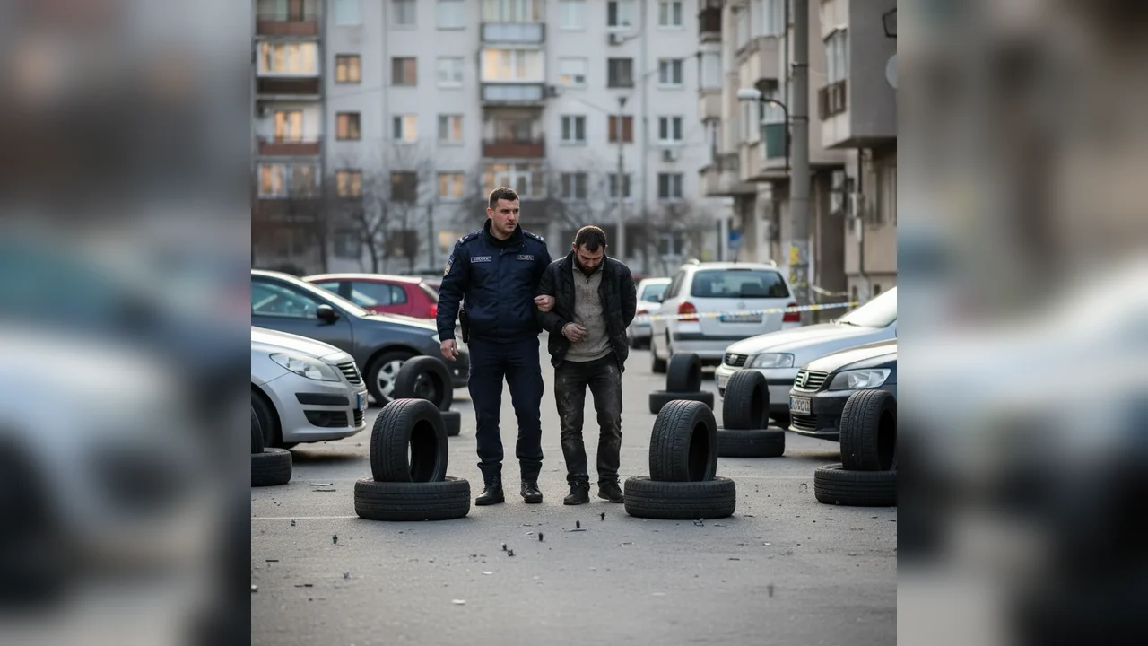 Bărbat reținut la Alba Iulia după ce ar fi înțepat anvelopele a opt mașini parcate