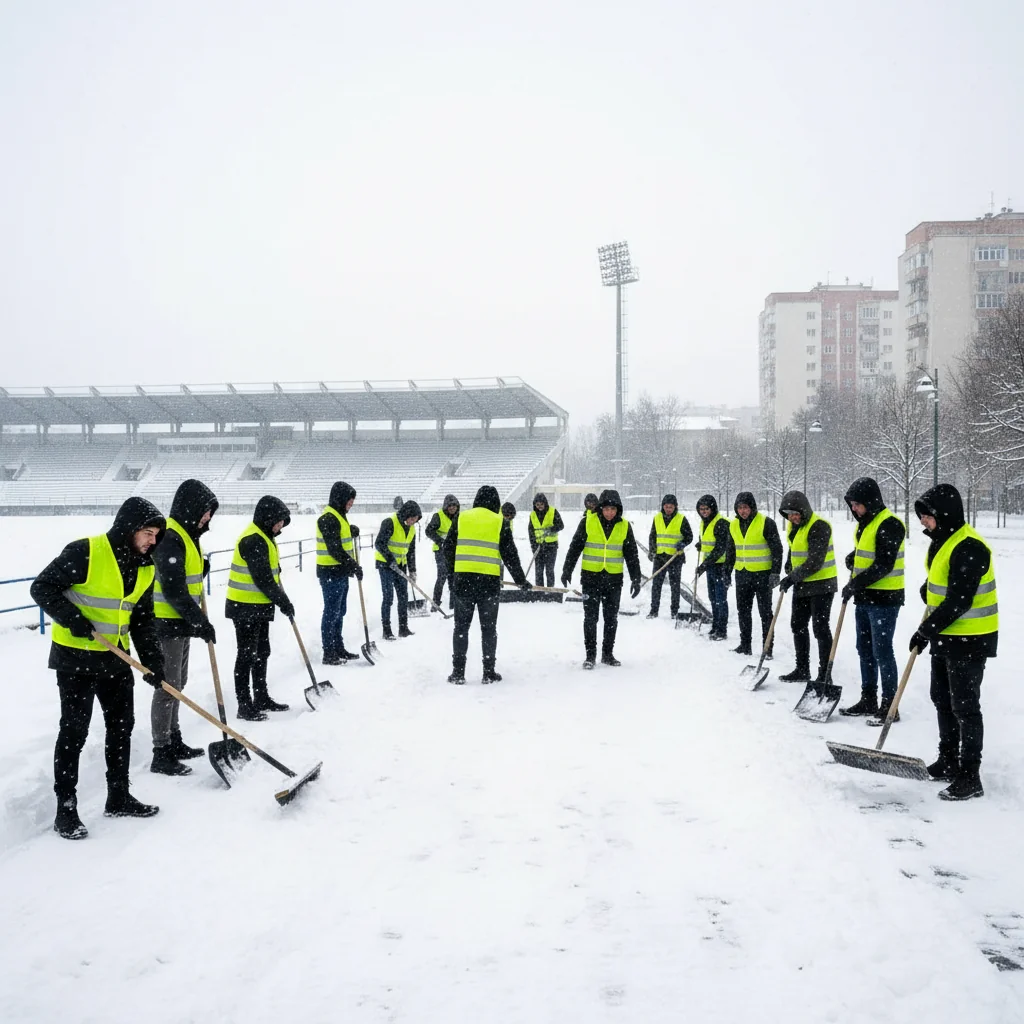 Beneficiarii de ajutor social din Alba Iulia, trimiși la deszăpezire pe trotuarele din zona Stadionului și Ampoi 3