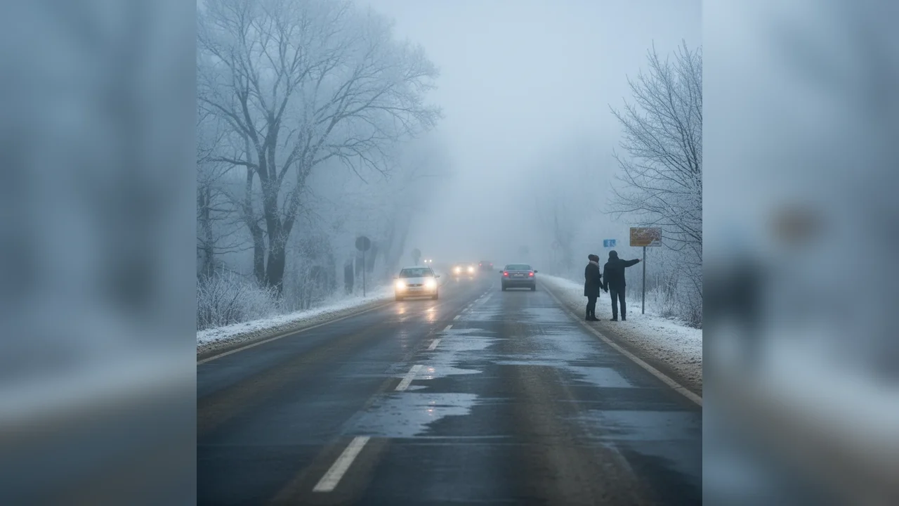 Ceață densă și risc de ghețuș pe șosele: atenționare rutieră pentru Alba Iulia și județul Alba