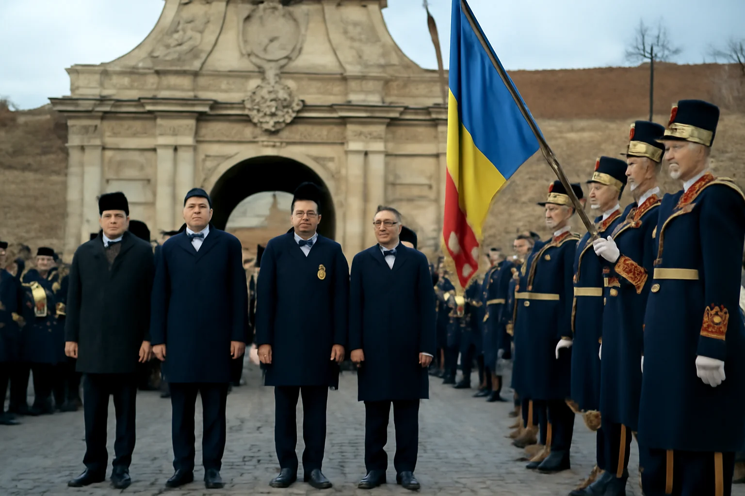 Ceremonial de Ziua Unirii Principatelor, pe esplanada Sălii Unirii din Alba Iulia