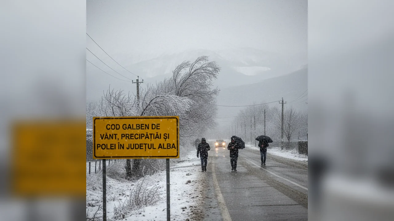 Cod galben de vânt, precipitații și polei la Alba Iulia și în județul Alba pe 2 ianuarie 2026
