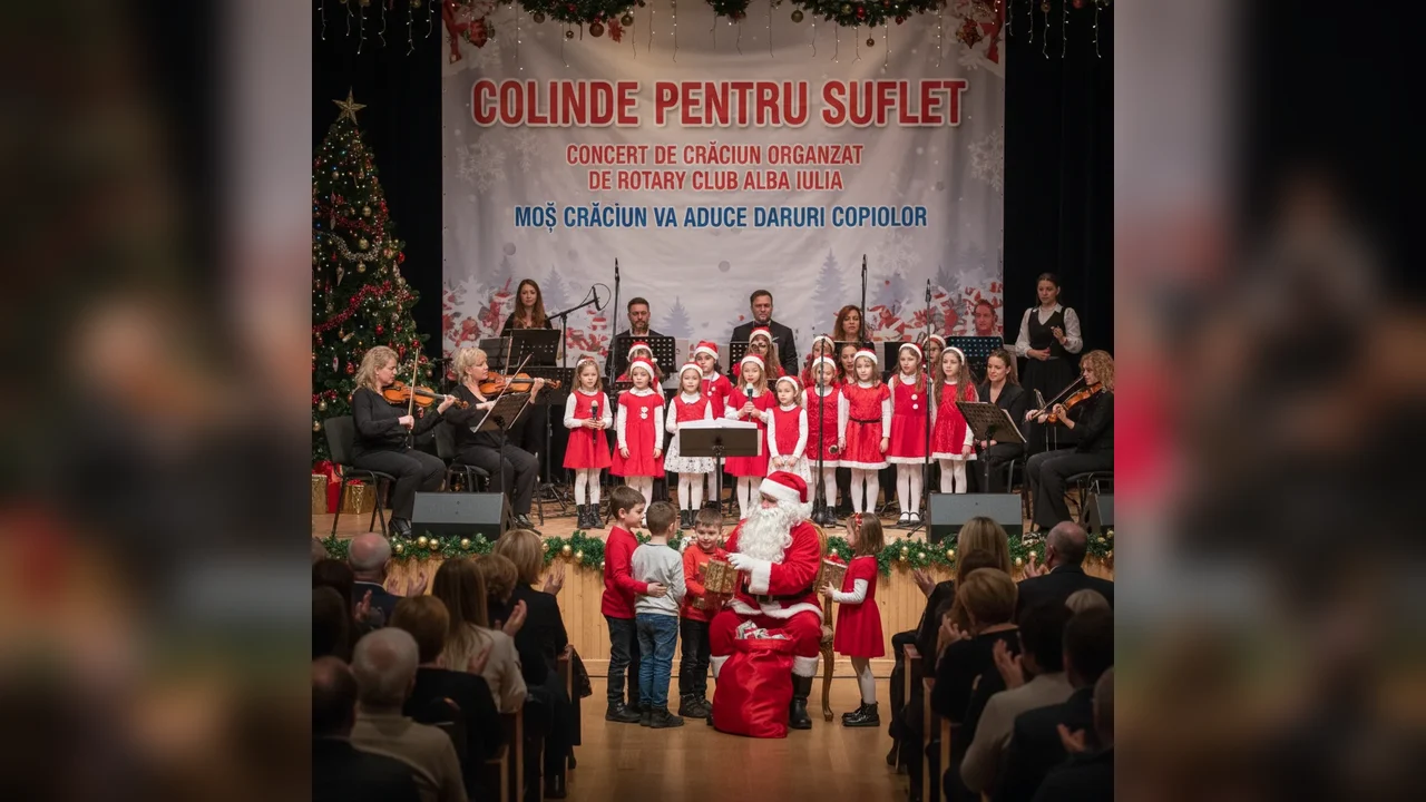Concert de Crăciun la Alba Iulia organizat de Rotary Club, cu daruri pentru copii aduse de Moș Crăciun