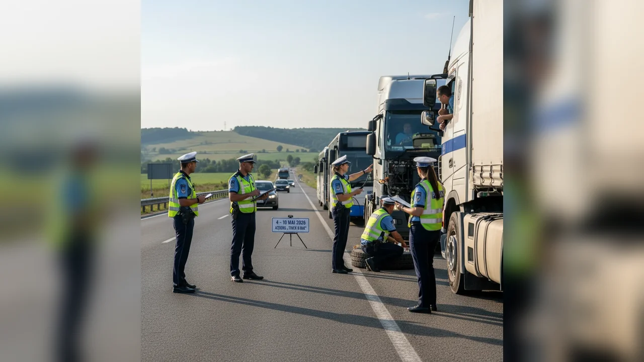 Control polițienesc la camioane și autobuze în Alba, mai 2026