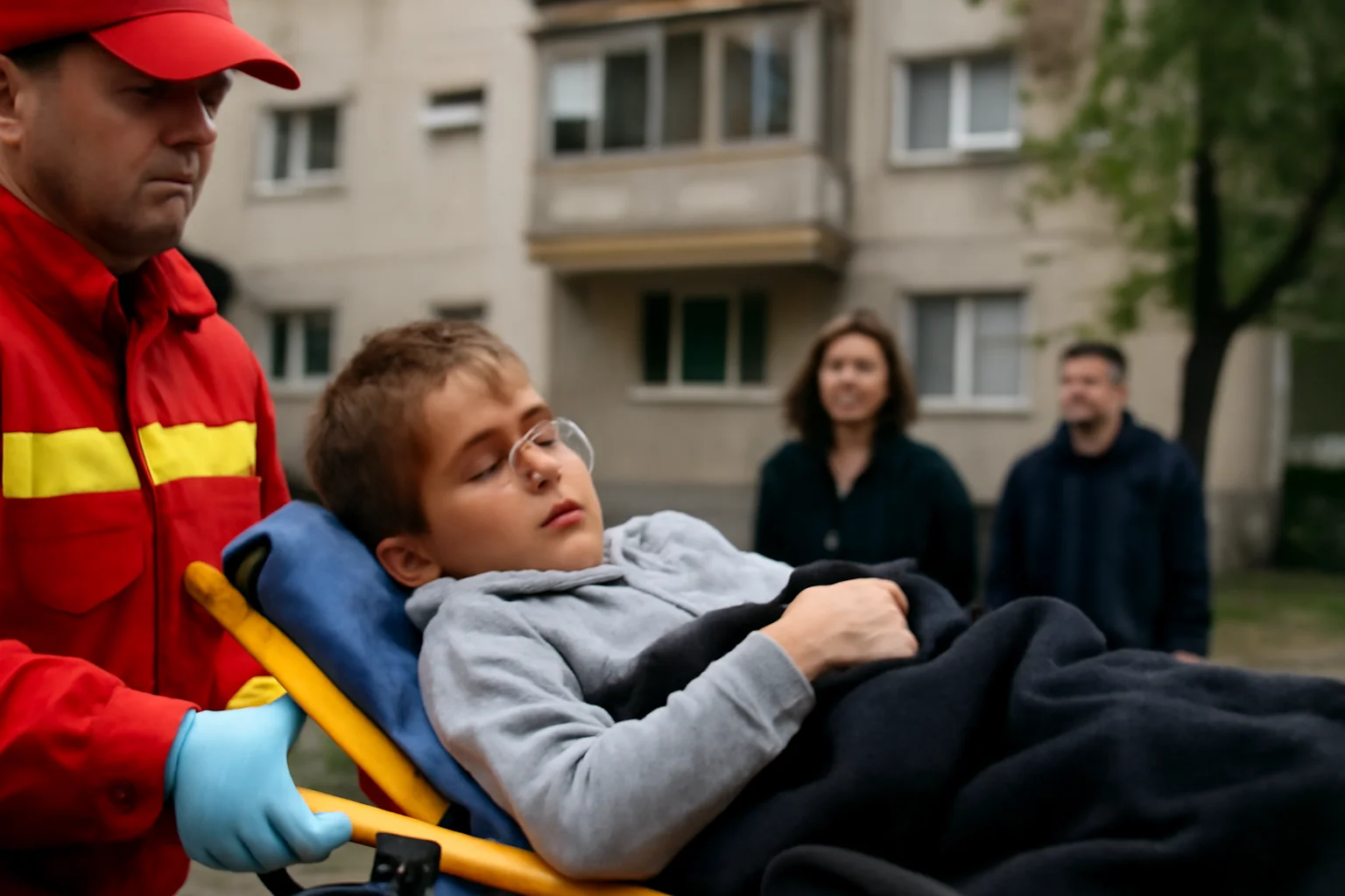 Copil rănit după ce a căzut de la etajul al doilea al unui bloc din Alba Iulia