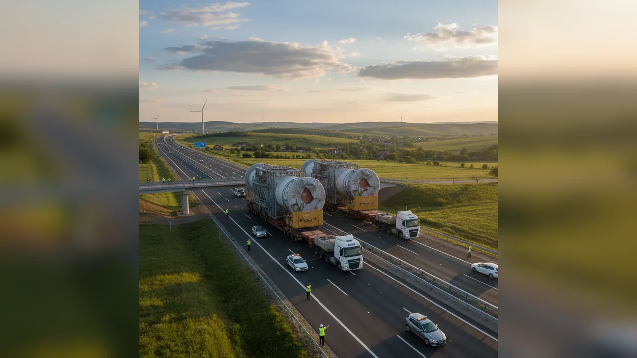 Două transporturi agabaritice traversează în această seară Alba Iulia pe autostrada A10