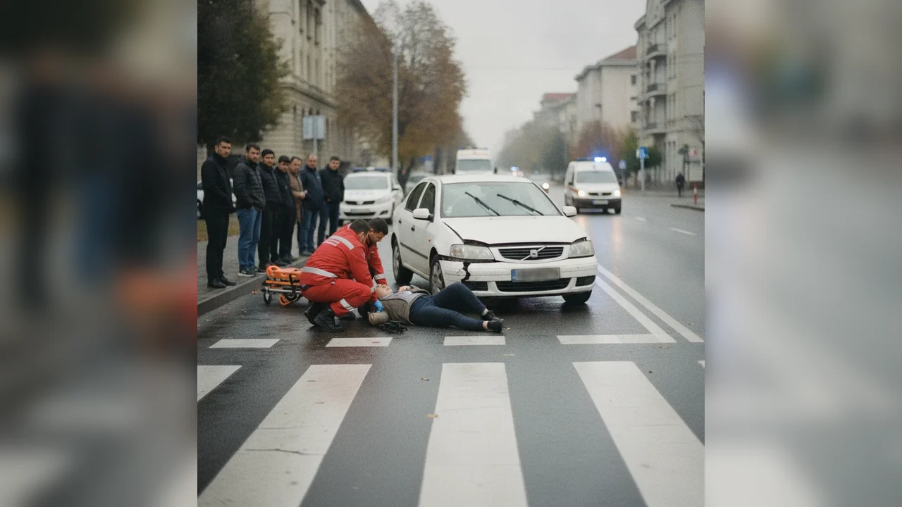 Femeie lovită de mașină pe trecerea de pietoni din Alba Iulia, pe Calea Moților