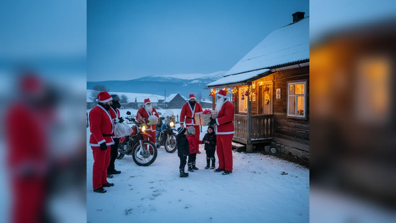 FOTO Motocicliștii Lupii Sigidavei din Cugir au adus bucurie de Crăciun familiilor nevoiașe prin acțiune caritabilă
