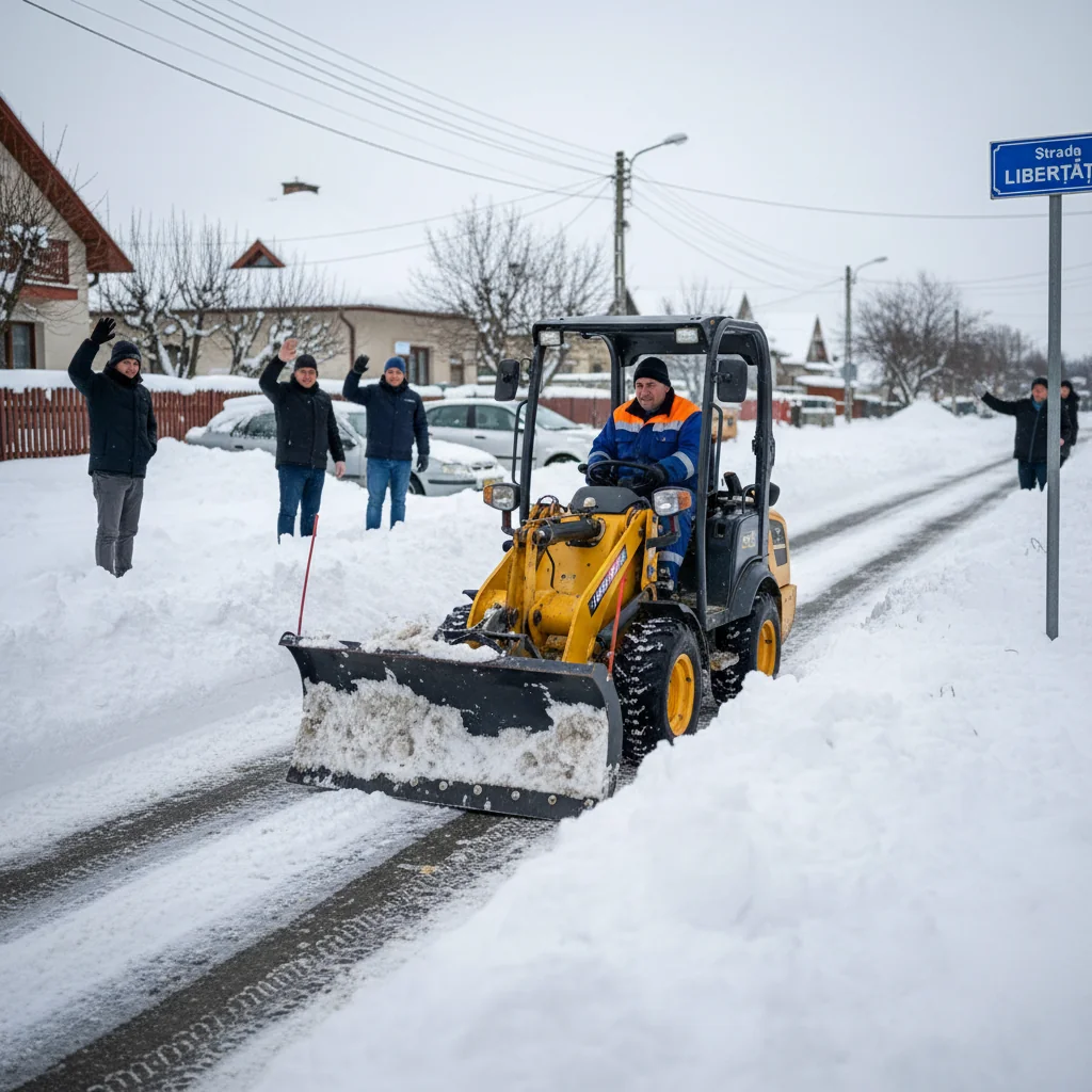 Gest de solidaritate la Alba Iulia: localnic iese cu propriul utilaj pentru deszăpezirea străzilor din cartier