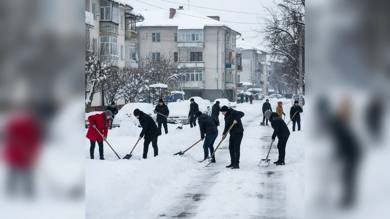 Gest de solidaritate la deszăpezire într-un cartier din Alba Iulia, după ninsorile abundente