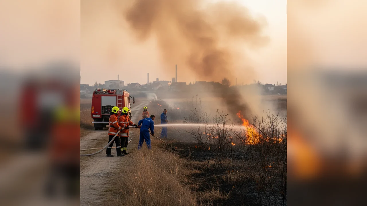Incendiu de vegetație la Ocna Mureș: Pompierii au intervenit