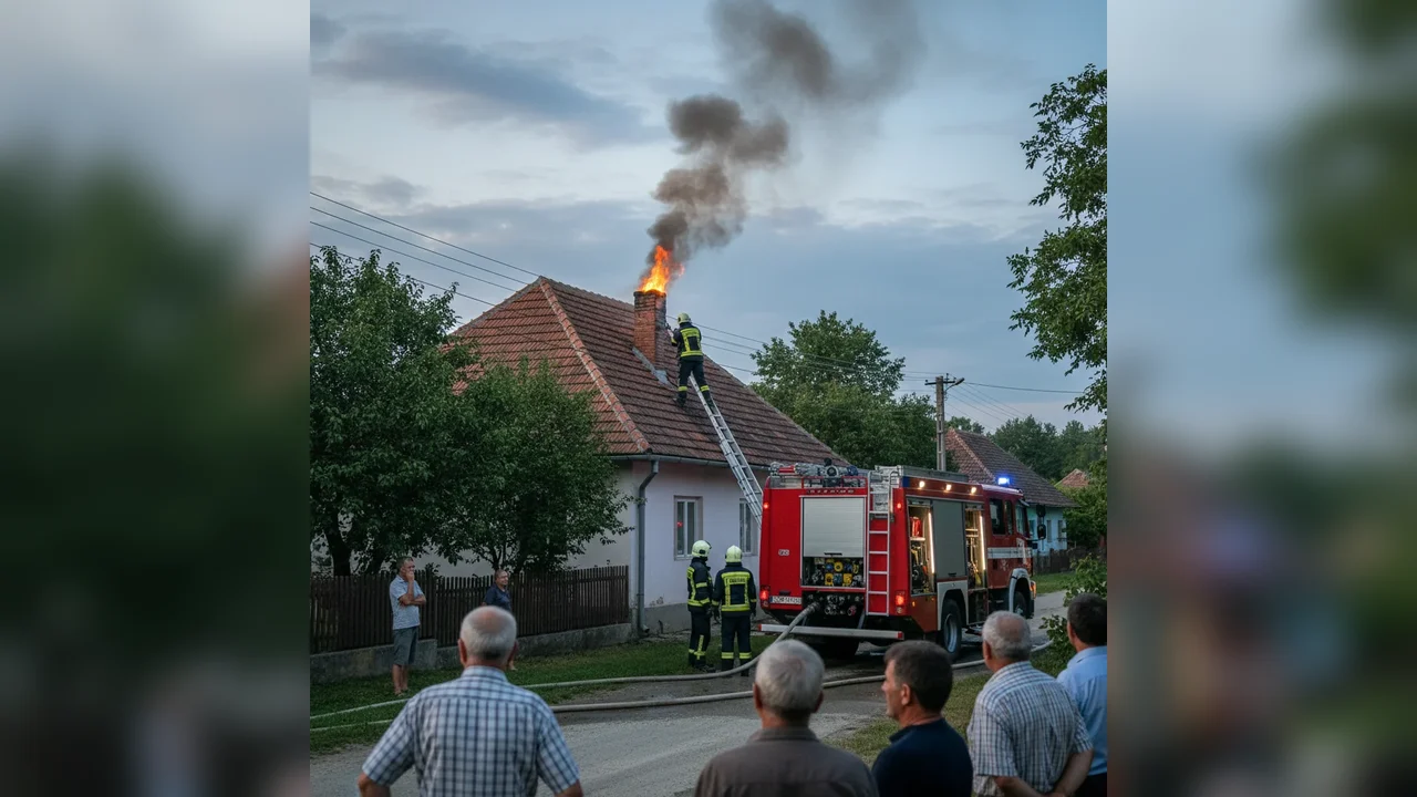 Incendiu în Petrești: Pompierii intervine rapid la coșul de fum