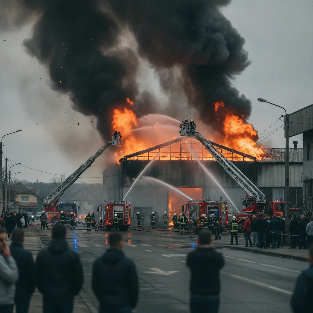 Incendiu la acoperișul unei hale din Alba Iulia: 50 mp afectați