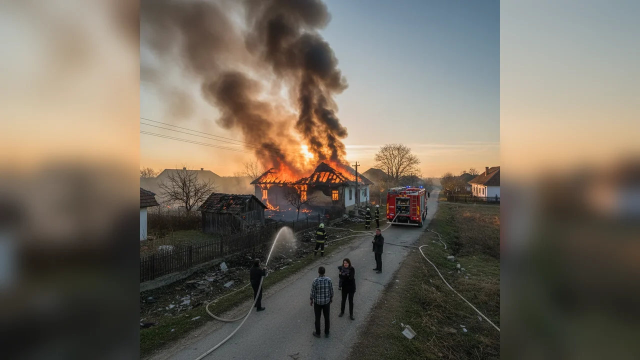 Incendiu la o gospodărie din Poșaga, județul Alba: intervenție a pompierilor ISU Alba din Alba Iulia