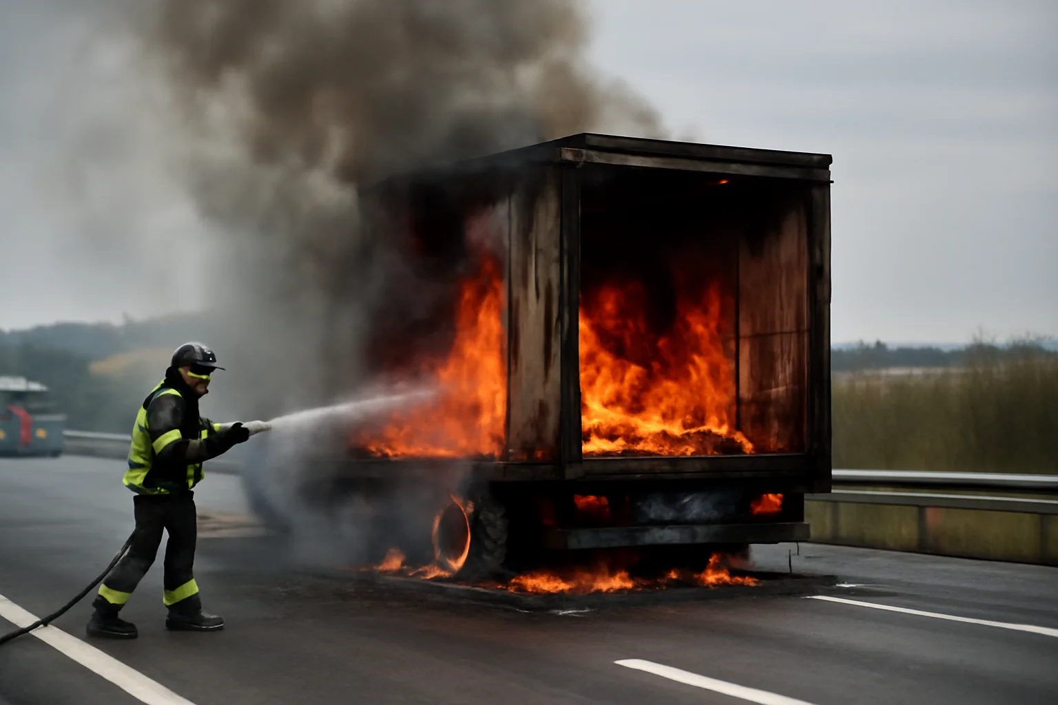 Incendiu la remorca unui autocamion pe A10, în apropiere de Alba Iulia