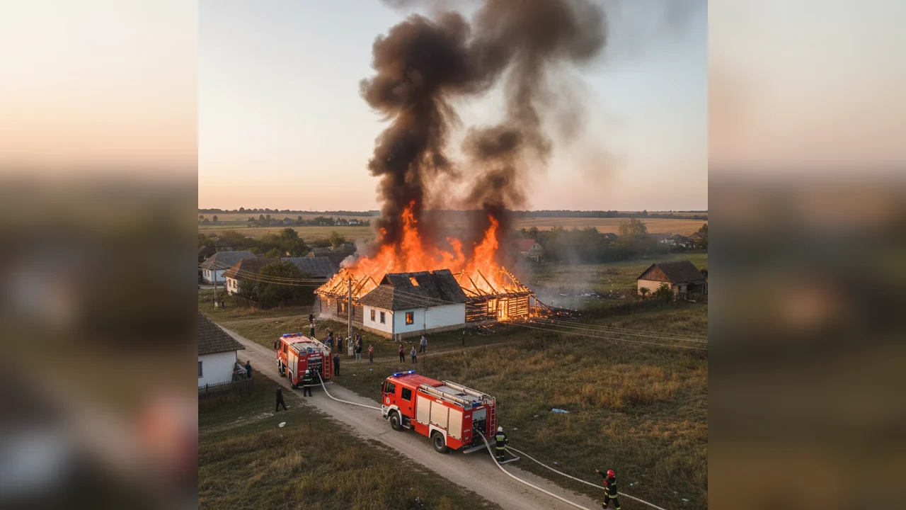 Intervenție a pompierilor la un incendiu într-o gospodărie din Daia Română, lângă Alba Iulia