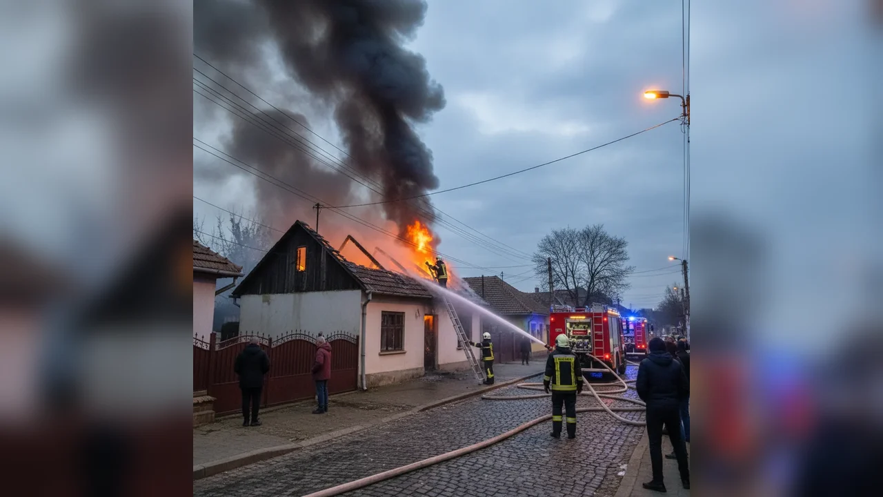 Intervenție a pompierilor la un incendiu izbucnit la o anexă gospodărească din Alba Iulia