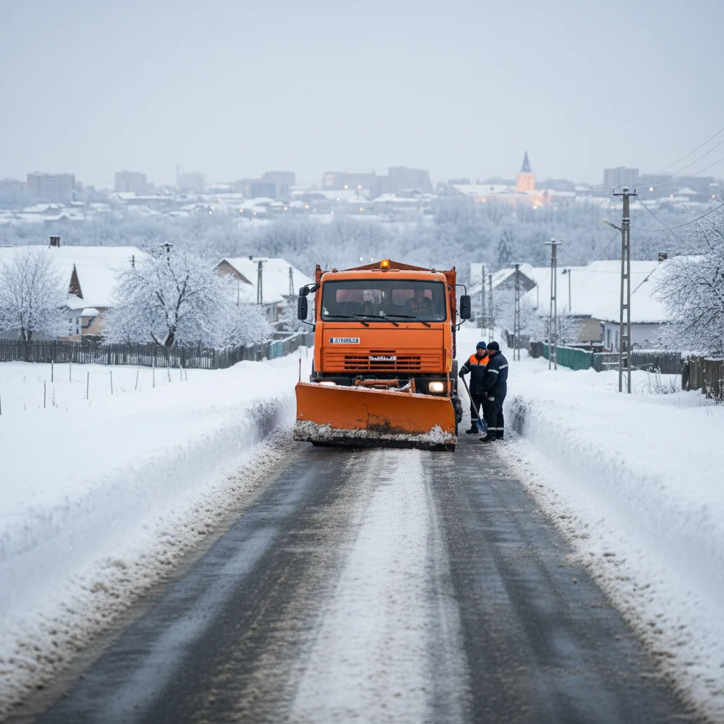 Legătura rutieră cu Alba Iulia a comunei Ohaba, menținută deschisă cu utilajele unui localnic