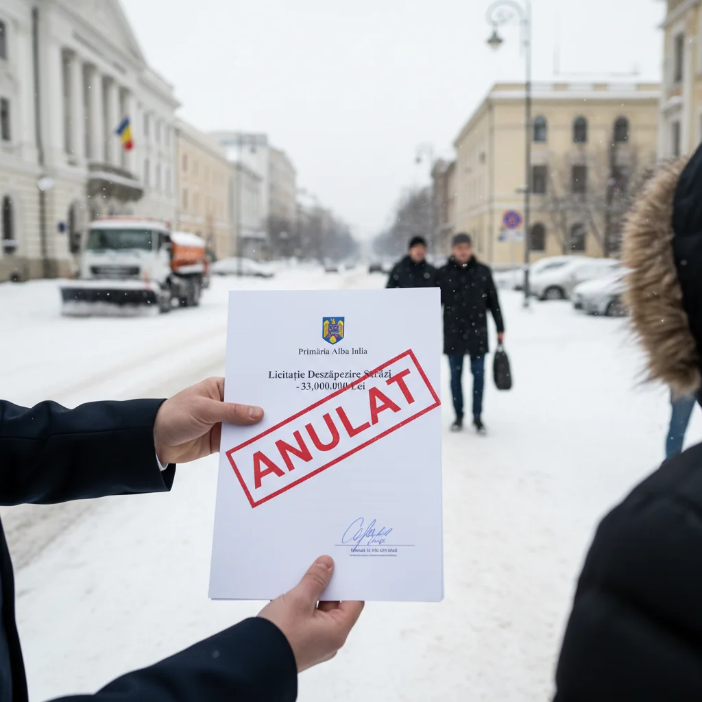 Licitația pentru deszăpezire, în valoare de 33 de milioane de lei, anulată de Primăria Alba Iulia