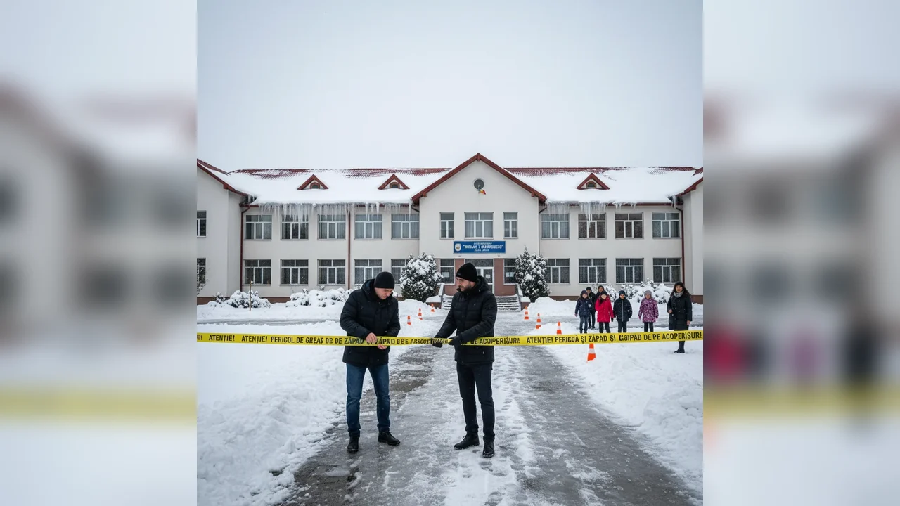 Măsuri speciale la școlile din Alba Iulia din cauza ghețușului și a zăpezii de pe acoperișuri
