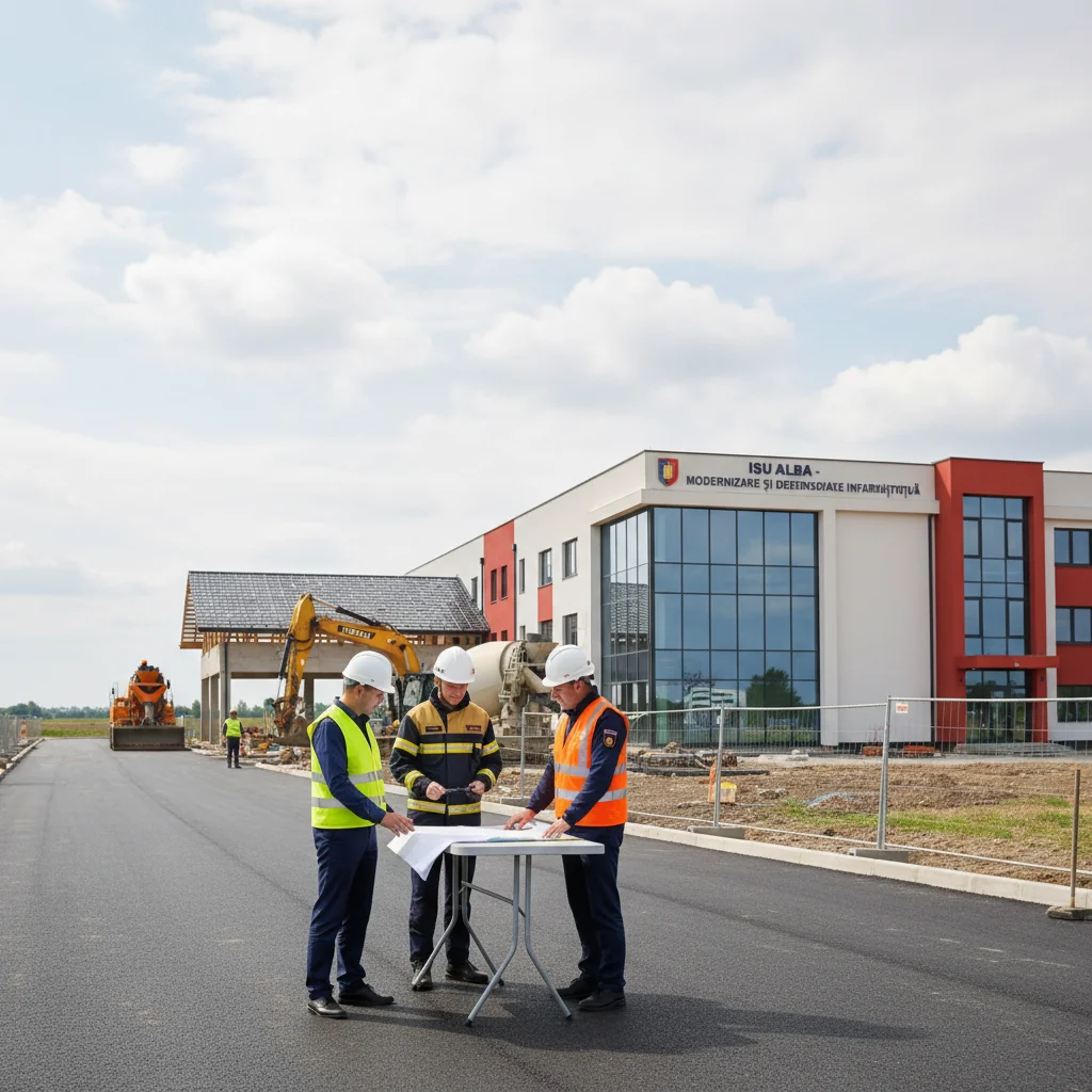 Modernizarea infrastructurii ISU Alba continuă la Alba Iulia: lucrări la curte și spațiile de lucru