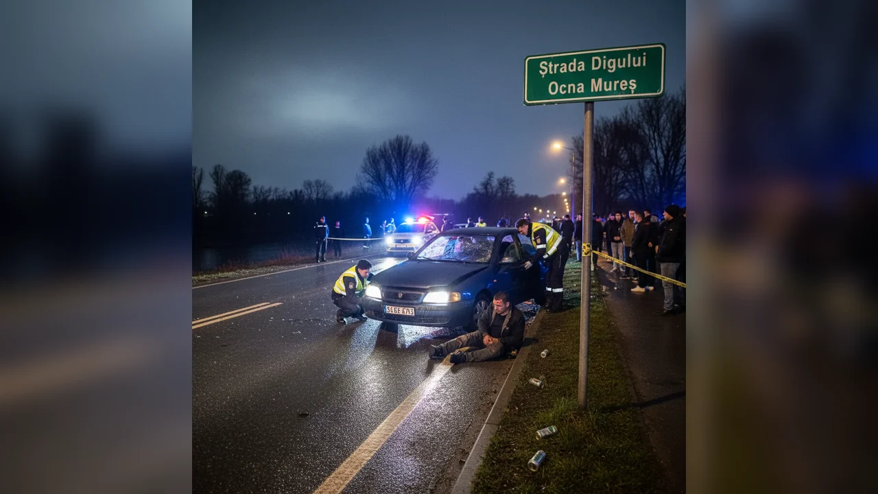 Pieton rănit ușor într-un accident la Ocna Mureș, pe strada Digului, în apropiere de Alba Iulia