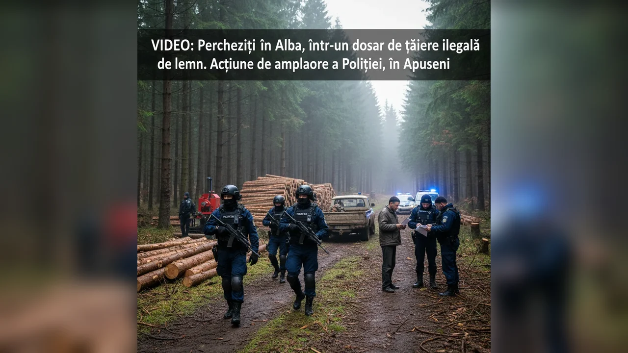 Poliția desfășoară percheziții în Alba, în dosar de tăiere ilegală de lemn în Apuseni