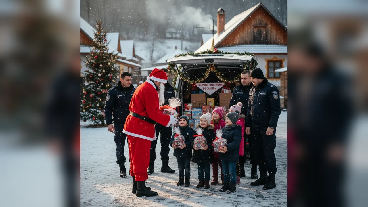 Polițiștii din Alba Iulia au însoțit „Moș Crăciun” într-o campanie umanitară de Crăciun