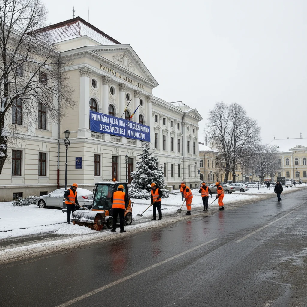 Primăria Alba Iulia explică modul de intervenție pentru deszăpezirea străzilor din municipiu