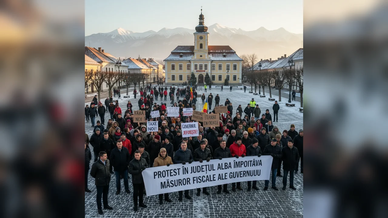 Protest față de măsurile fiscale ale Guvernului, organizat în județul Alba. Alba Iulia, punct de referință local