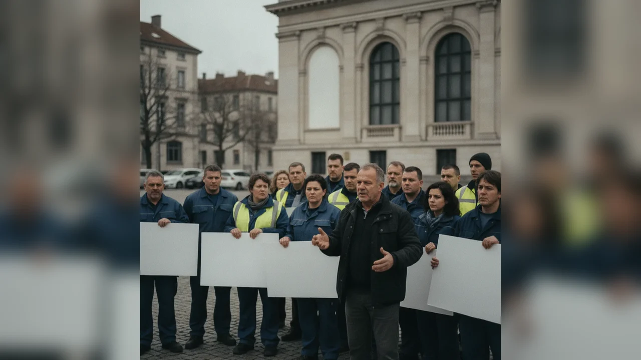 Protest STP Alba Iulia: Angajații cer salarii restante
