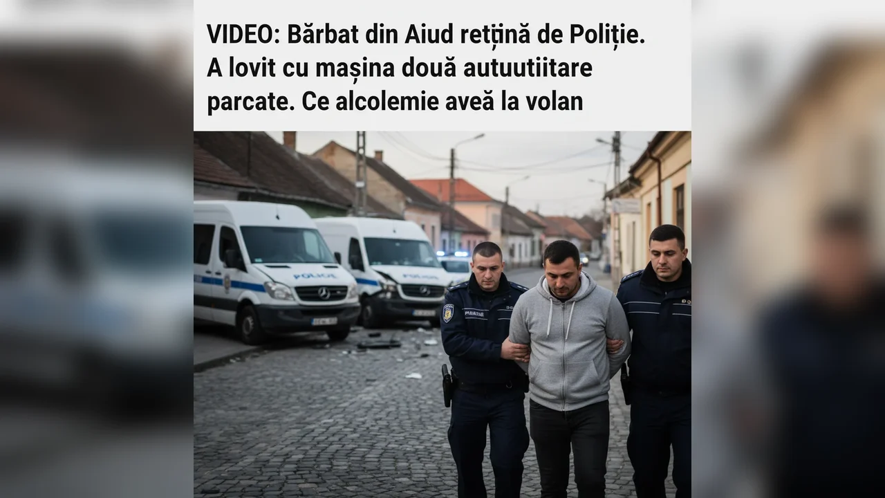 Șofer din Aiud, prins băut la volan după ce a izbit cu autoturismul două dube parcate. Ce valoare a indicat etilotestul