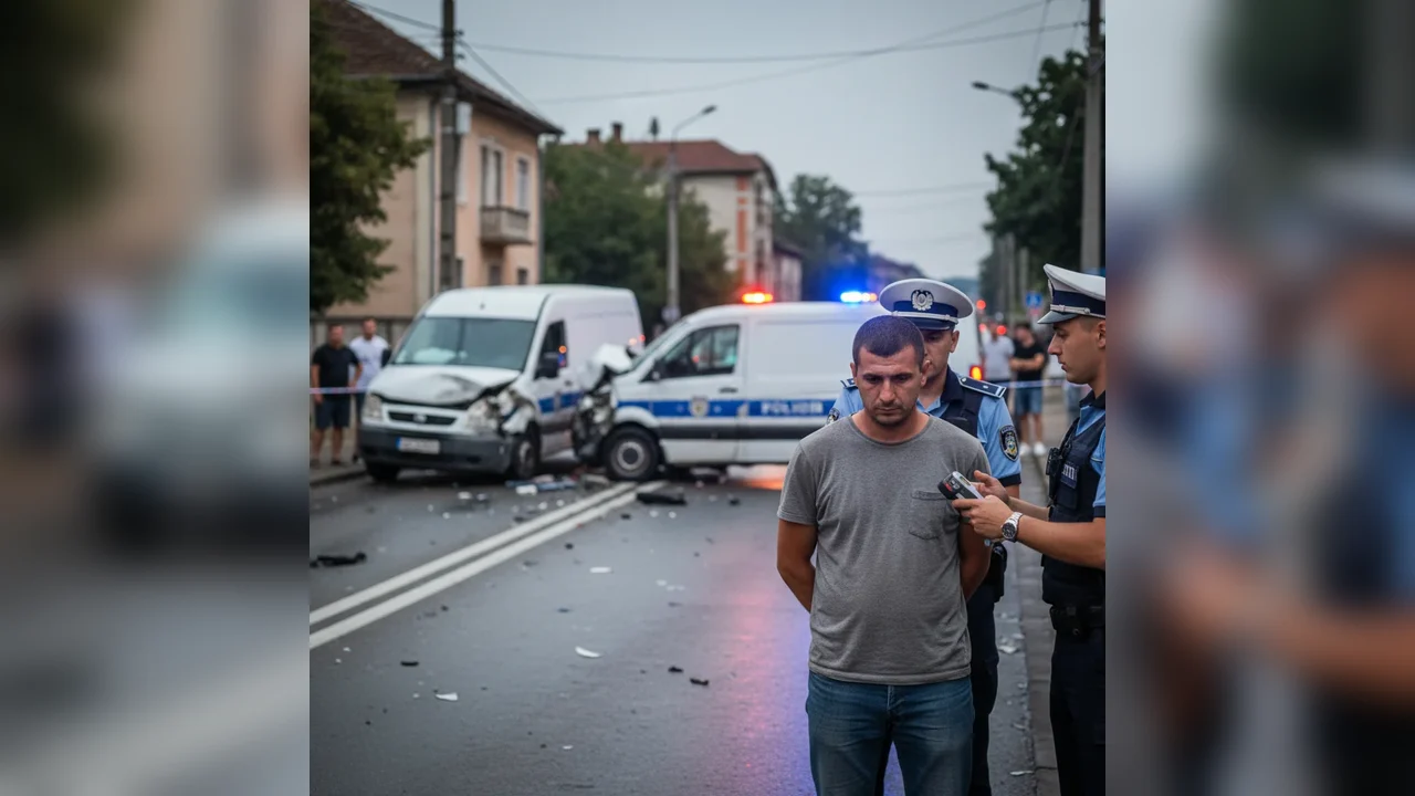 Șofer din Aiud reținut la Alba Iulia după ce a lovit două autoutilitare parcate