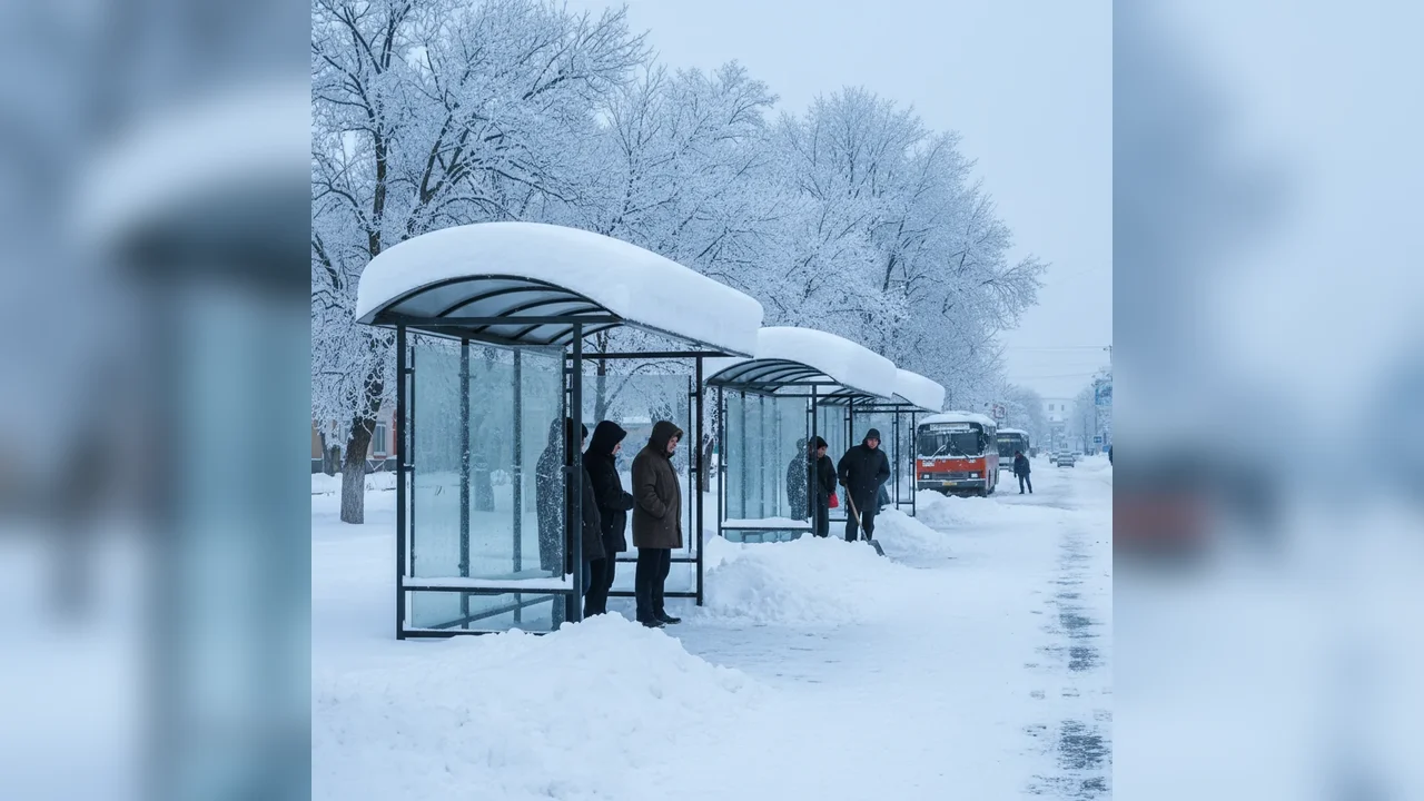 Stații de autobuz rămase înzăpezite în Alba Iulia, la câteva zile după ninsoare