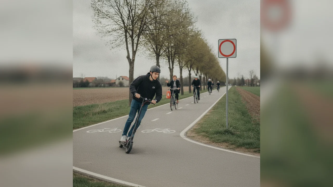Trotinetist filmat cu 60 km/h pe pista de biciclete din Micești spre Alba Iulia