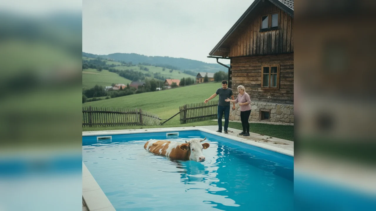 Vacă căzută într-o piscină în Măguri-Răcătău, Cluj: pagube și despăgubiri