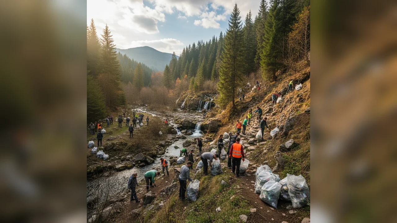 Voluntari mobilizați pentru igienizarea zonei Scărița Belioara